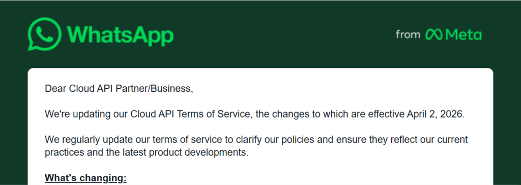 email whatsapp business 18 march 2026