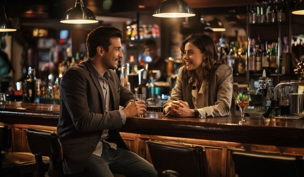 Conversation in a bar