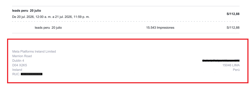 footer invoice meta ads