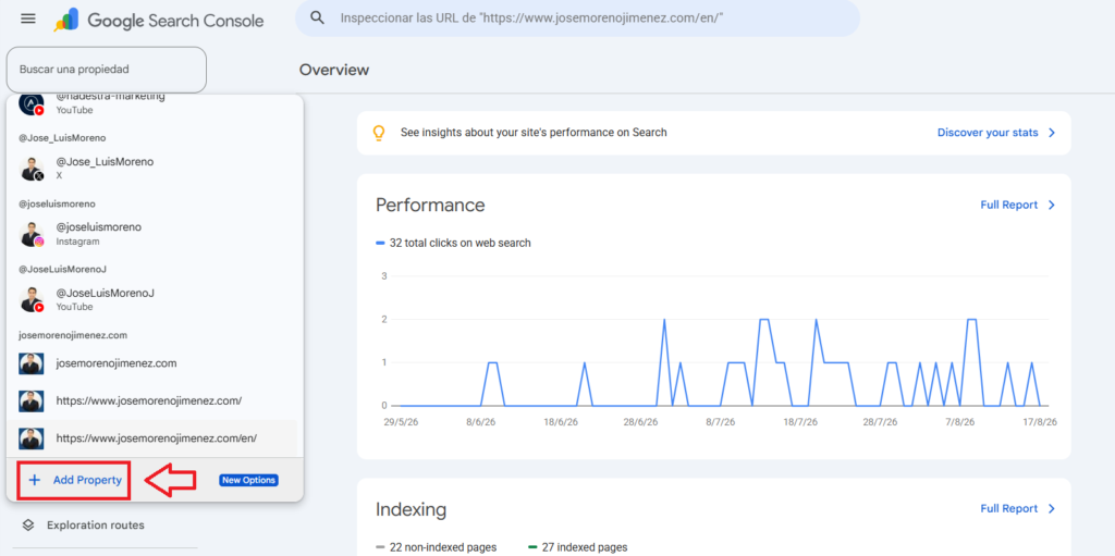 search console add property