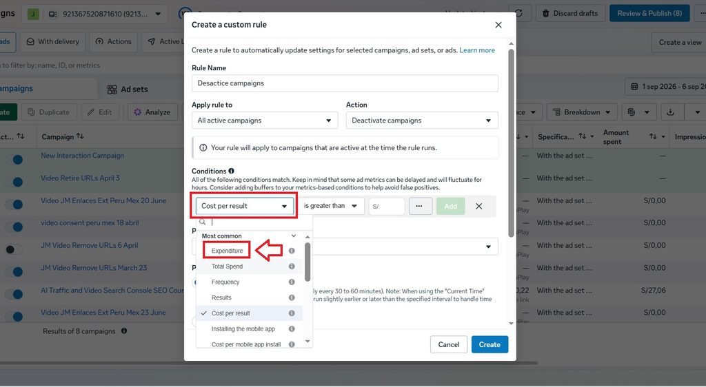 automated rule conditions expenditure
