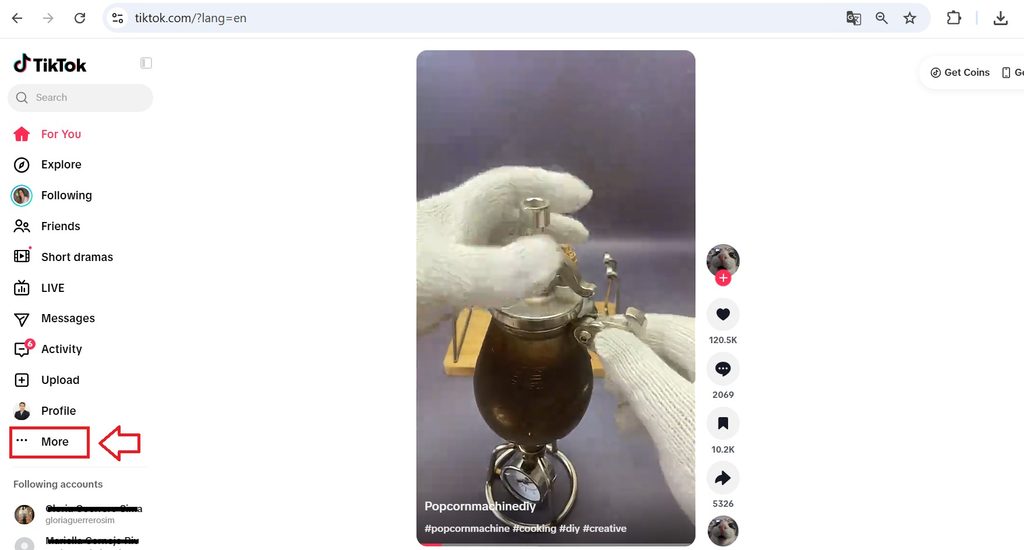 More option on TikTok