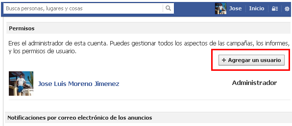 agregar un usuario en facebook ads