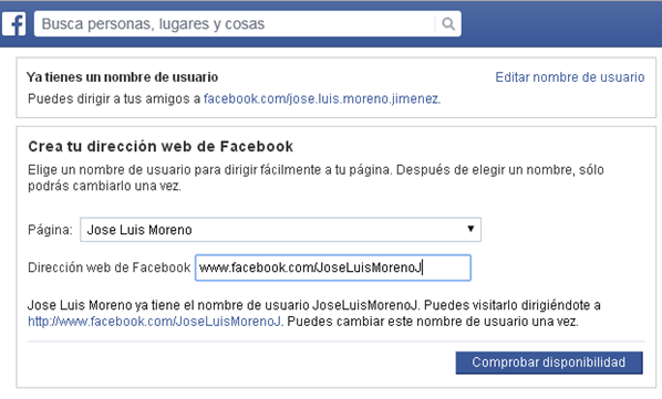 cambiar url facebook