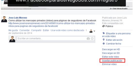 insertar video facebook 1