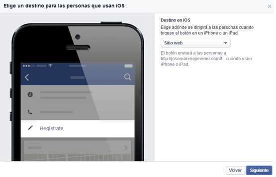 boton llamado accion facebook ios