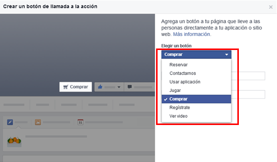 botones llamado accion facebook