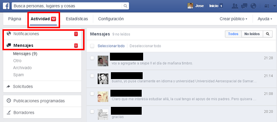 mensajes inbox facebook