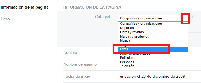 Como cambiar la categoría de nuestra página de Facebook | Jose Luis Moreno Jimenez