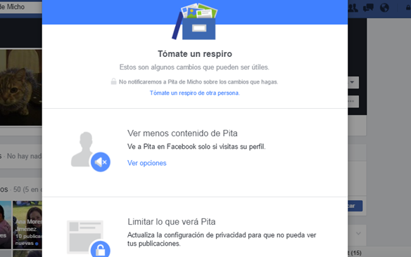 Alternativas al bloqueo: Como usar la función «tomate un respiro» de Facebook