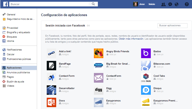 Como eliminar aplicaciones en nuestro perfil de Facebook