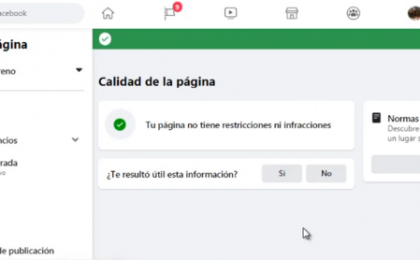 nivel de calidad pagina de facebook