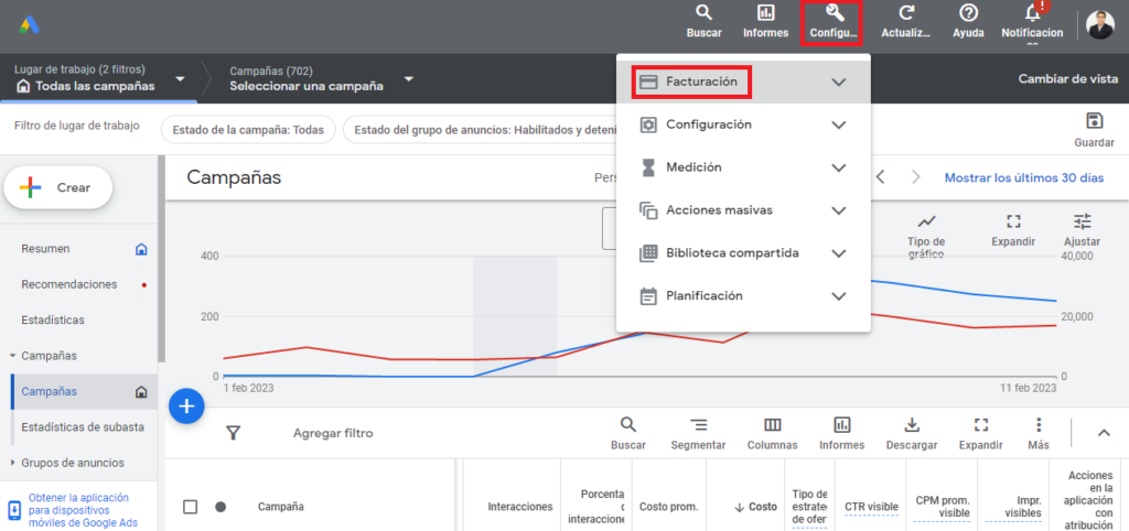 facturacion google ads