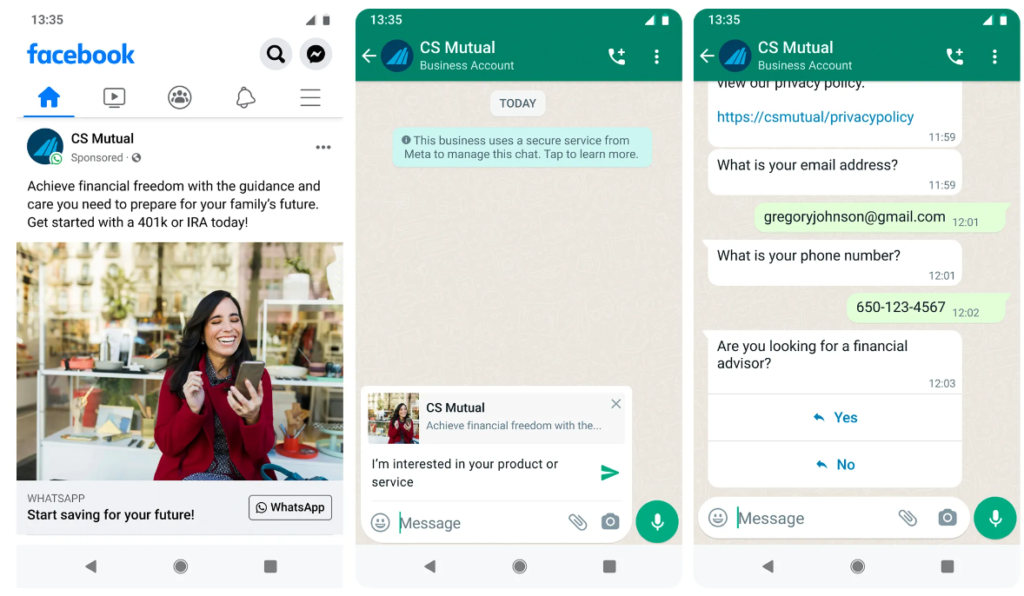 leads ads con destino a whatsapp