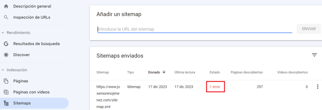 sitemap con errores