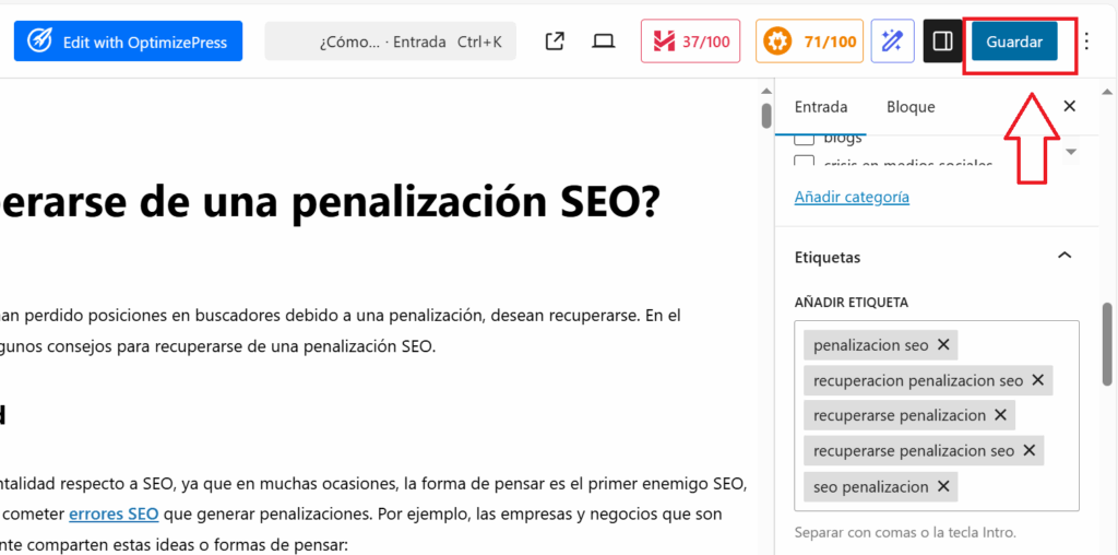 guardar etiquetas