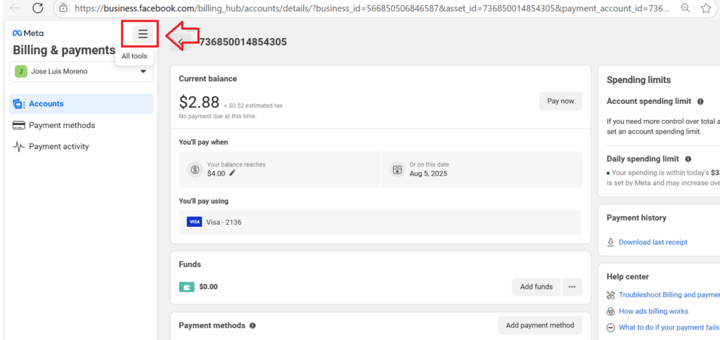pagos administrador de anuncios web 