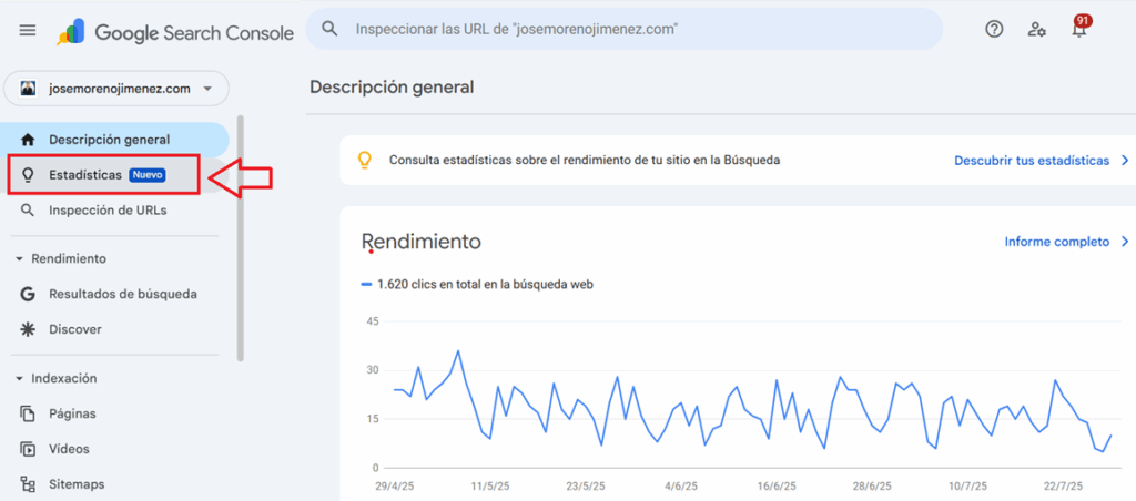 google search console estadisticas