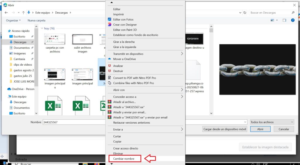 click derecho cambiar nombre de imagen