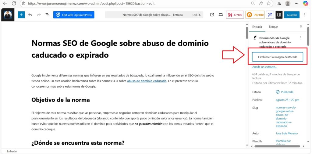 Establecer imagen destacada