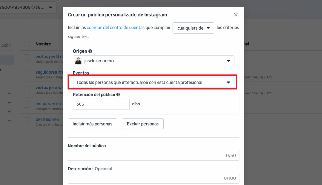 personas que interactuaron con cuenta de instagram