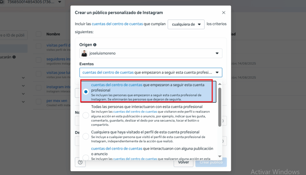 cuentas que empezaron a seguir esta cuenta profesional de instagram