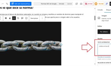 campo ALT de imagen en Wordpress