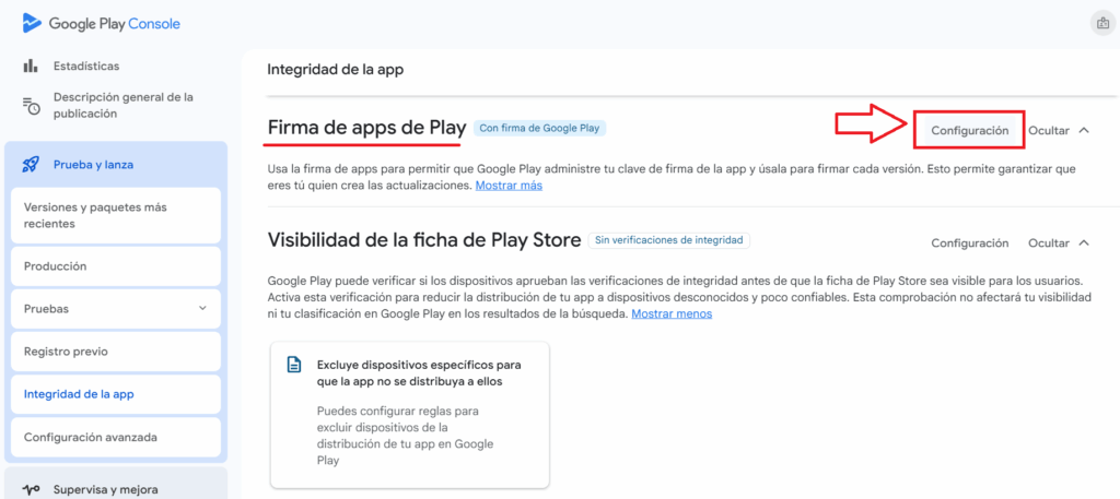 firma de apps de play