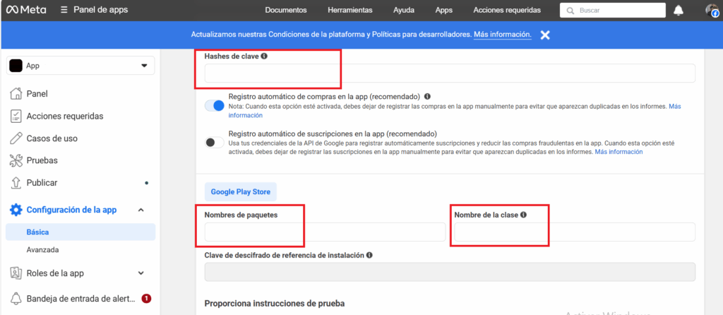 hashes de clave nombre de paquetes y nombre de la clase