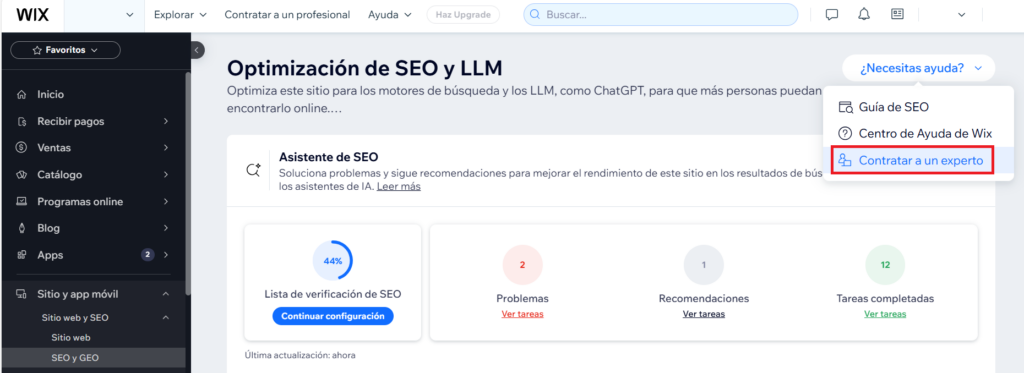 Contratar a un experto en SEO en Wix