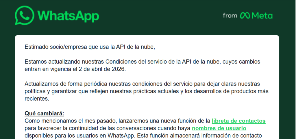email whatsapp business 18 marzo 2026