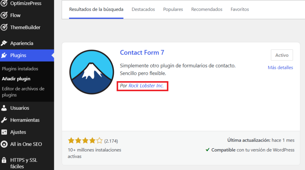Empresa detrás del plugin