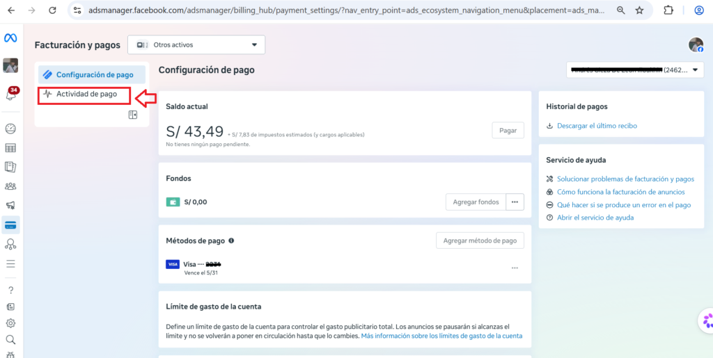 configuracion de pago meta ads