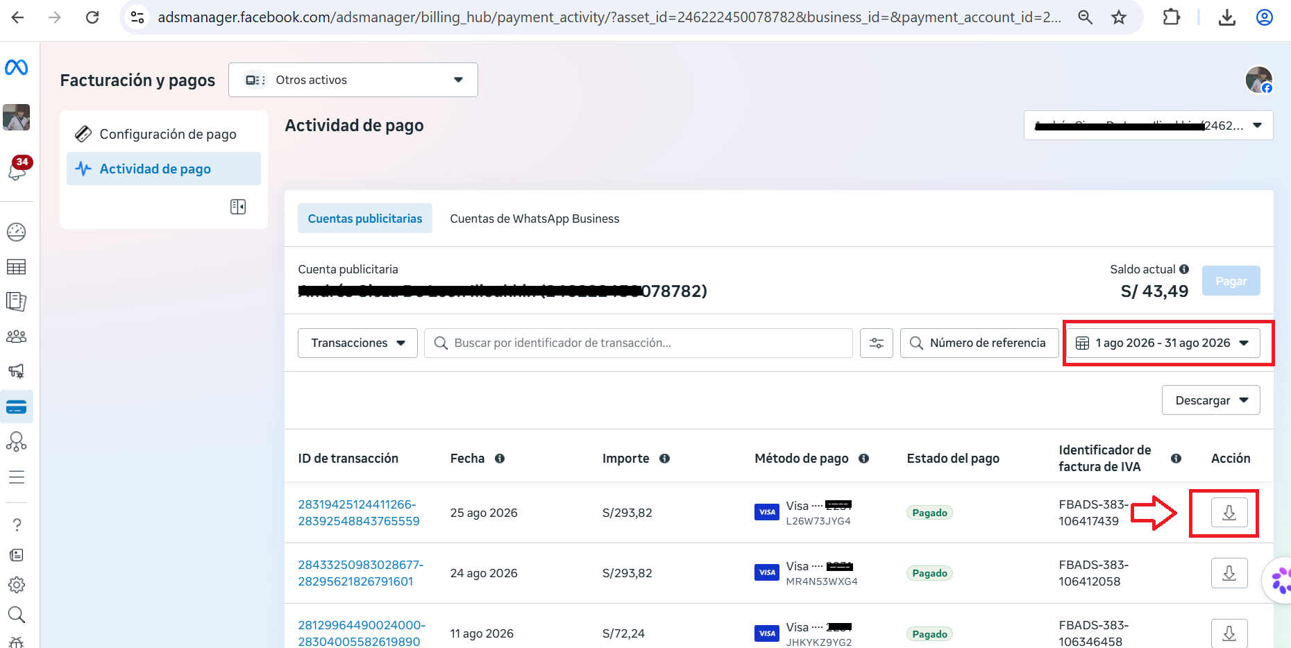 Como acceder a nuestras facturas en Meta Ads