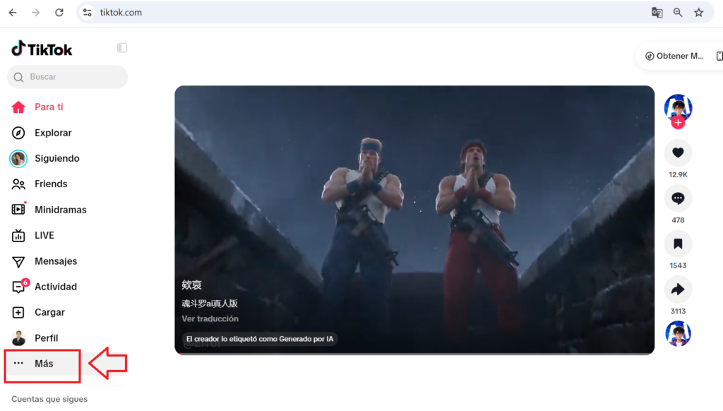 opcion mas en tiktok