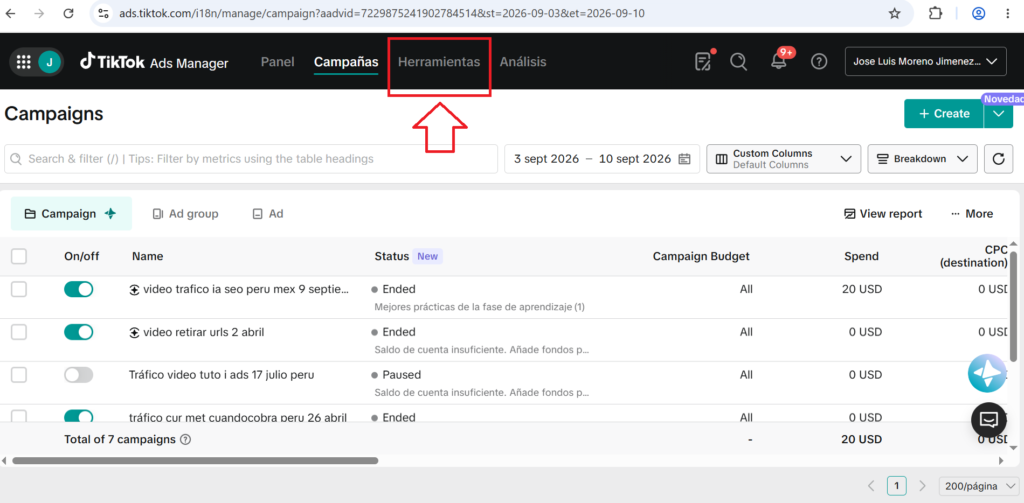 administrador de anuncios de tiktok ads